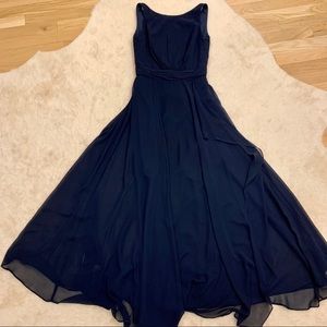 Amsale Navy Flat Chiffon Bridesmaid Dress